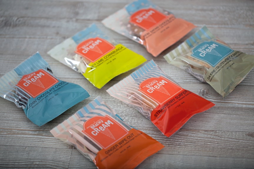 沙灘有機冰淇淋三明治餐飲食品包裝袋設計