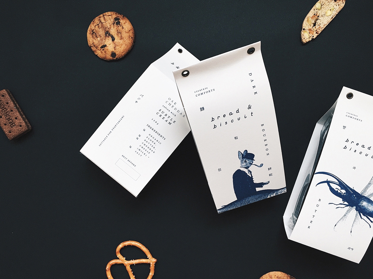 概念化早餐，面包與餅干食品飲料包裝設(shè)計